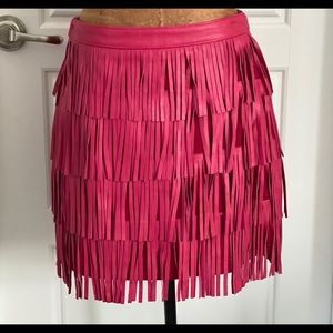 Leather Mini Skirt Hot Pink Fringe CUSP S